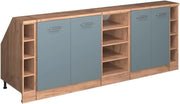 Set di mobili sottotetto Rion, Grigio-blu, 210 cm Set di 5 carcasse armadio profondità 60 cm, adatto per il salvaspazio sotto tetti spioventi