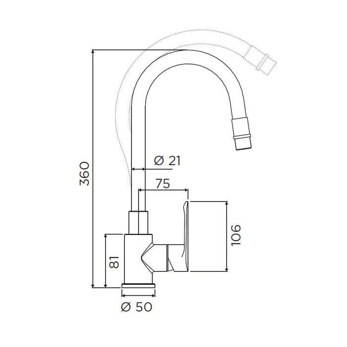 Rubinetto lavello serie torpedo a bocca alta, nero