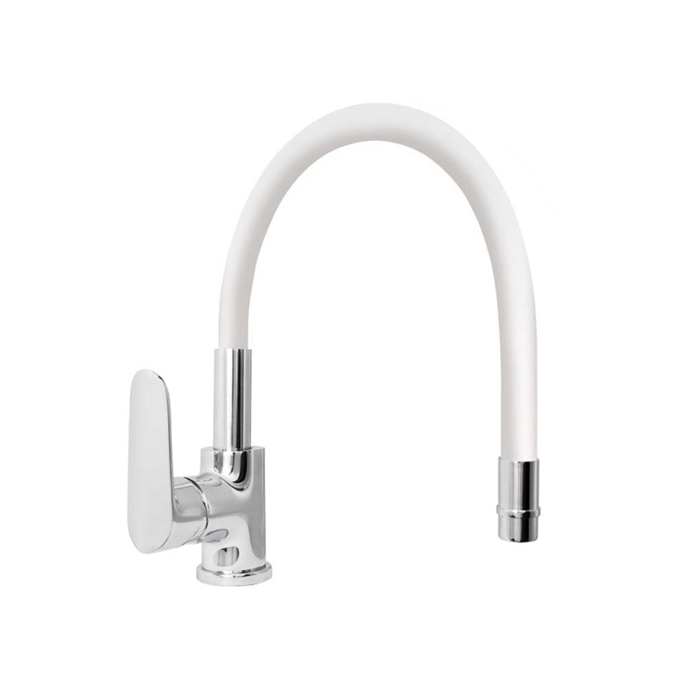 Miscelatore lavello serie torpedo a bocca alta, bianco