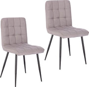 Set di 2 Sedie da Cucina - Sedile da Cucina di Lusso - Sedie da Cucina - 2 sedie - Aspetto Moderno - Grigio Chiaro - Lino
