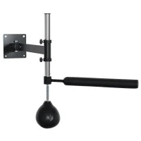 Speed Bag a Parete per Boxe e MMA ad Altezza Regolabile con Asta, in Acciaio e PU, 79x72x20 cm, Nero