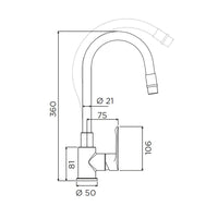 Miscelatore lavello serie torpedo a bocca alta, bianco