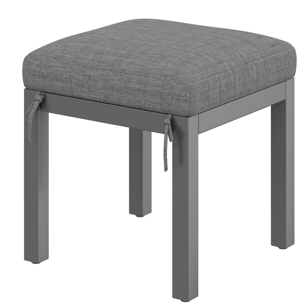 Set da giardino moderno con tavolo removibile; 2 posti; 2 poltrone e 2 pouf; grigio e naturale
