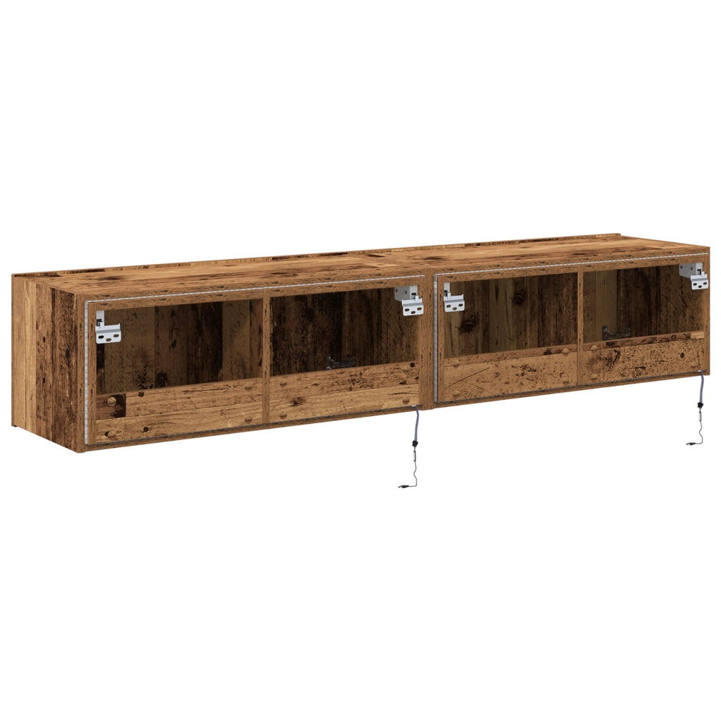 Mobile TV con luci LED 2 pz Legno antico 80x35x31 cm