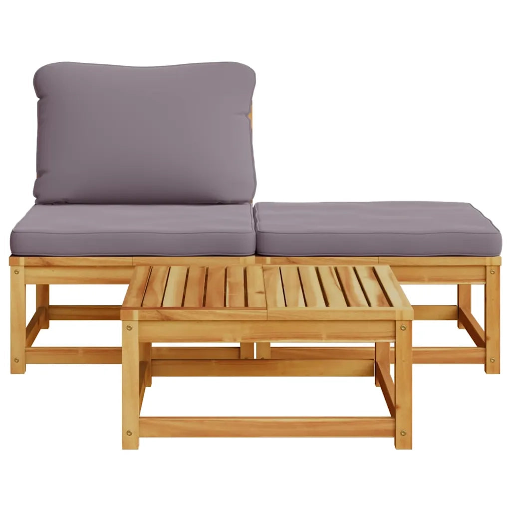 Set Mobili da Giardino 3pz con Cuscini Legno Massello di Acacia 366497