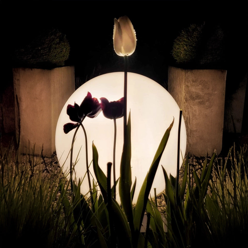 Lampada da giardino a sfera 40cm bianca E27 IP44 Eko-Light