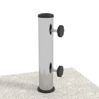 Base per Ombrellone da Giardino 25kg per Pali da Ø32mm, Ø38mm e Ø48mm, in Granito e Acciaio Inox, 38x38x38 cm, Grigia