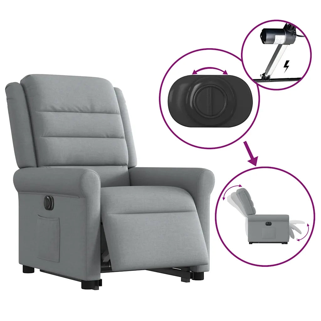 Poltrona Reclinante Alzapersona Elettrica Grigio Chiaro Tessuto 3303334
