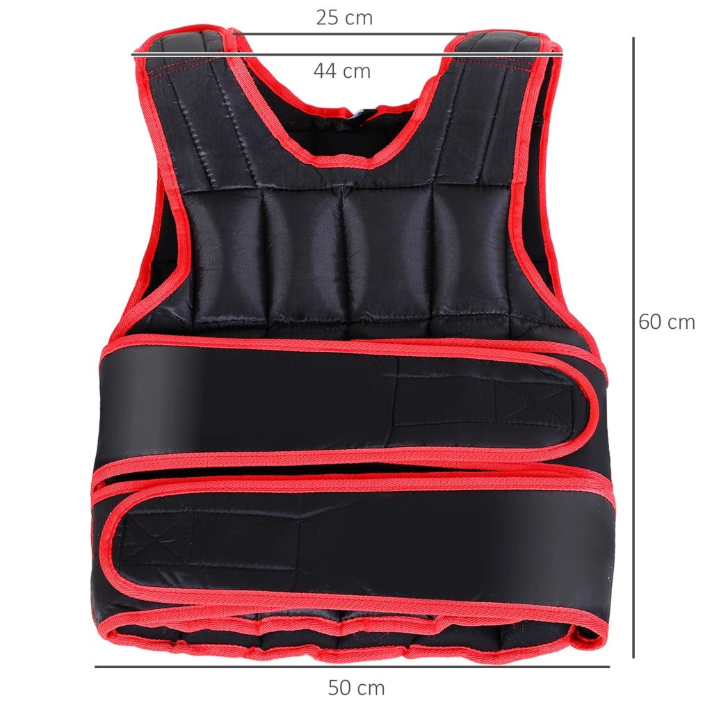 EasyComfort Giubbotto Zavorrato 20kg Unisex 38 Pesi Singoli, Imbottitura, Chiusure, Nero e Rosso
