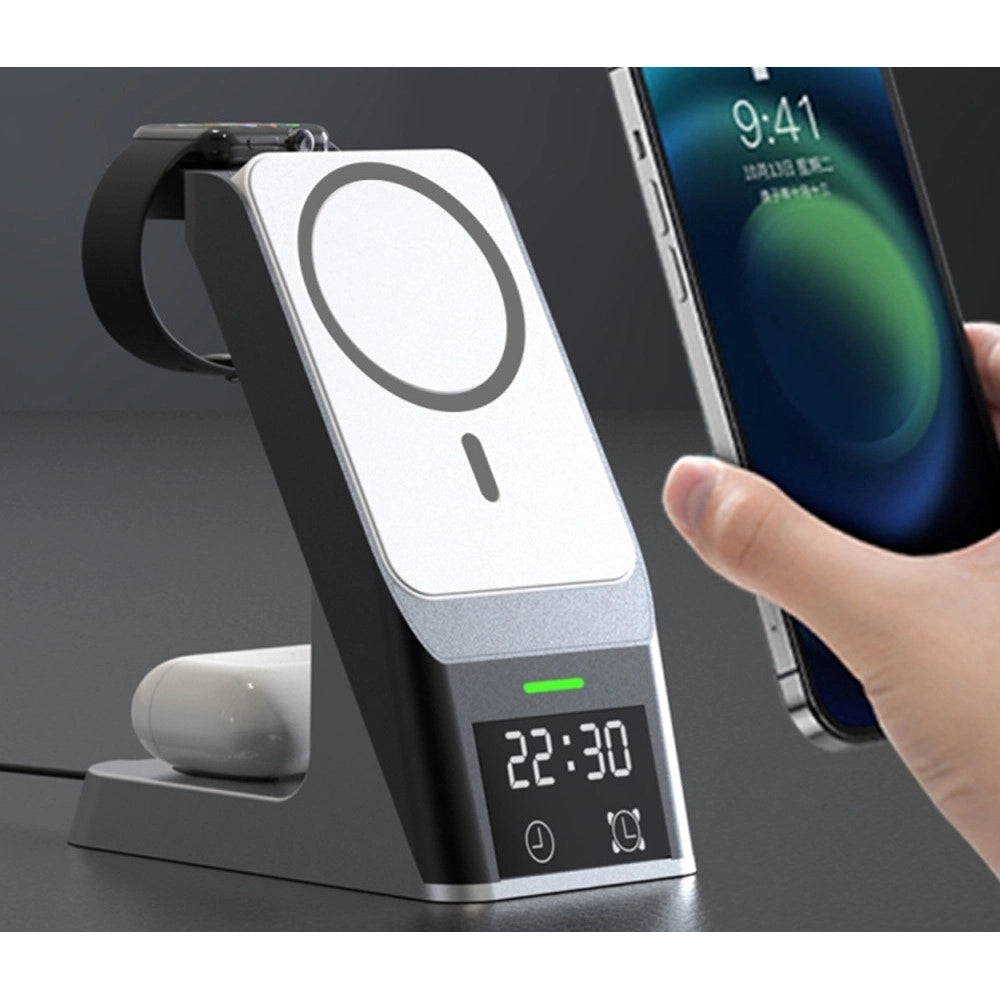 Trade Shop - Stazione Di Ricarica Wireless Magnetica 20w Supporto Per Smartphone Watch Airpods Q-wx500 -