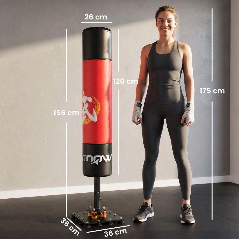 Sacco da boxe autoportante da 156 cm, con 12 ventose, ammortizzante, per adulti e ragazzi