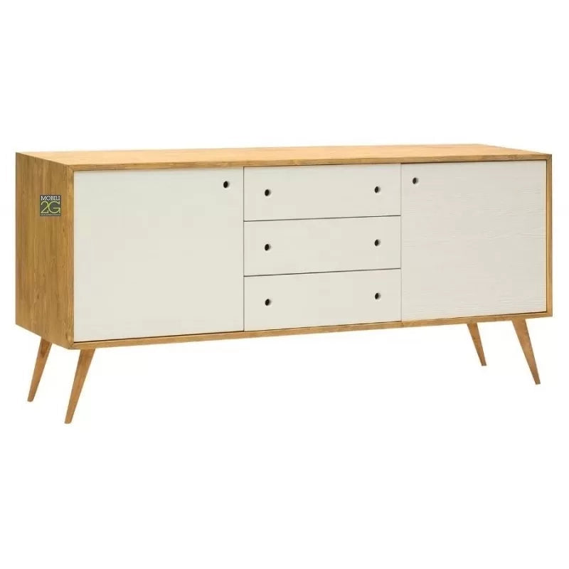 Madia credenza abete spazzolato naturale/ bianco 185x50x84 (880) - Mobili 2G