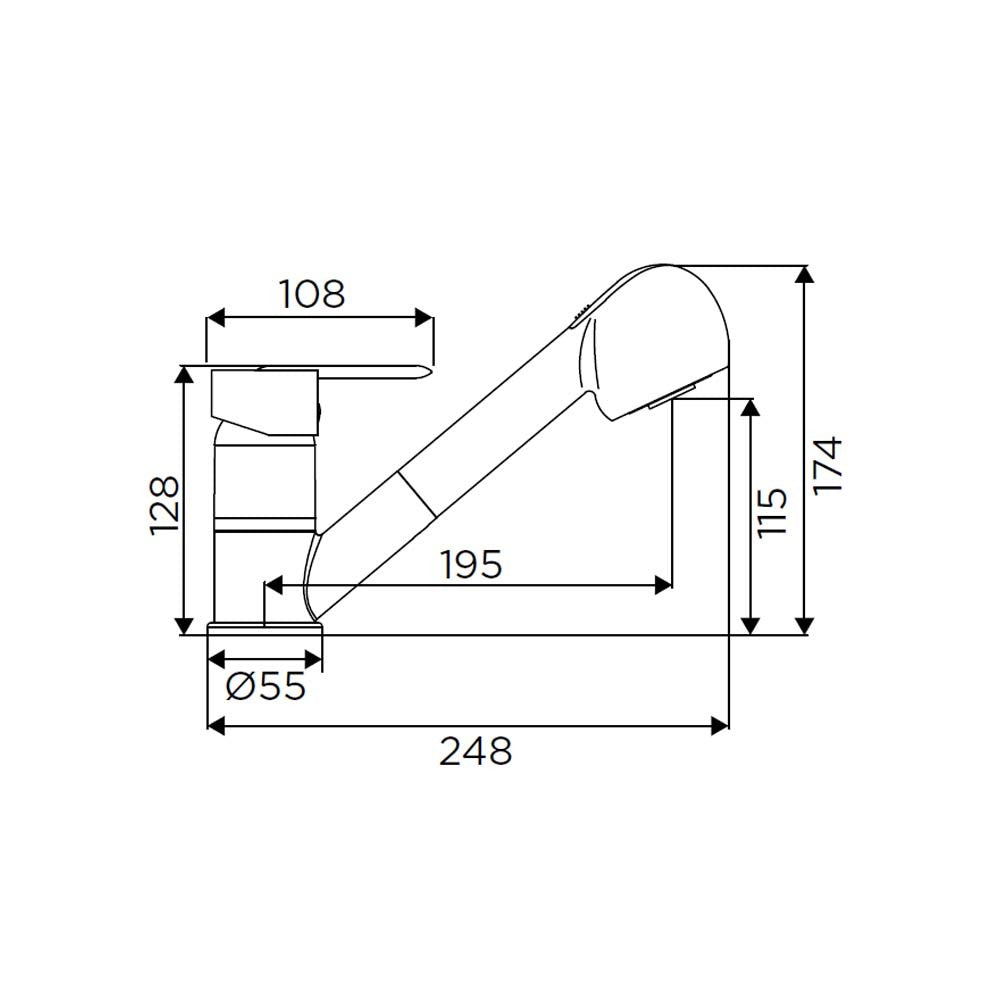 Rubinetto lavello serie ray bocca girevole ed estraibile, cromato