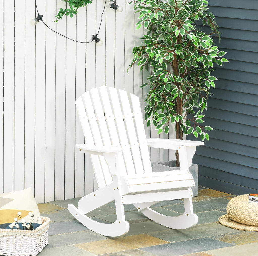 Sedia a dondolo Adirondack in legno 77 x 94 x 97 cm; bianco