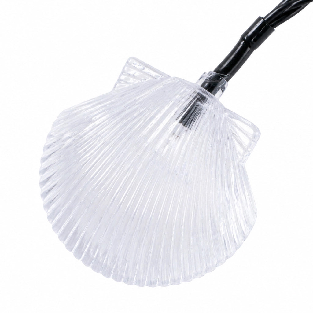 Ghirlanda Luminosa Solare LED 5,8 m con 20 Conchiglie Decorative, Luce Calda, IP65 Impermeabile, Pannello Solare con Picchetto, Luci da Esterno per Giardino Terrazzo Balcone
