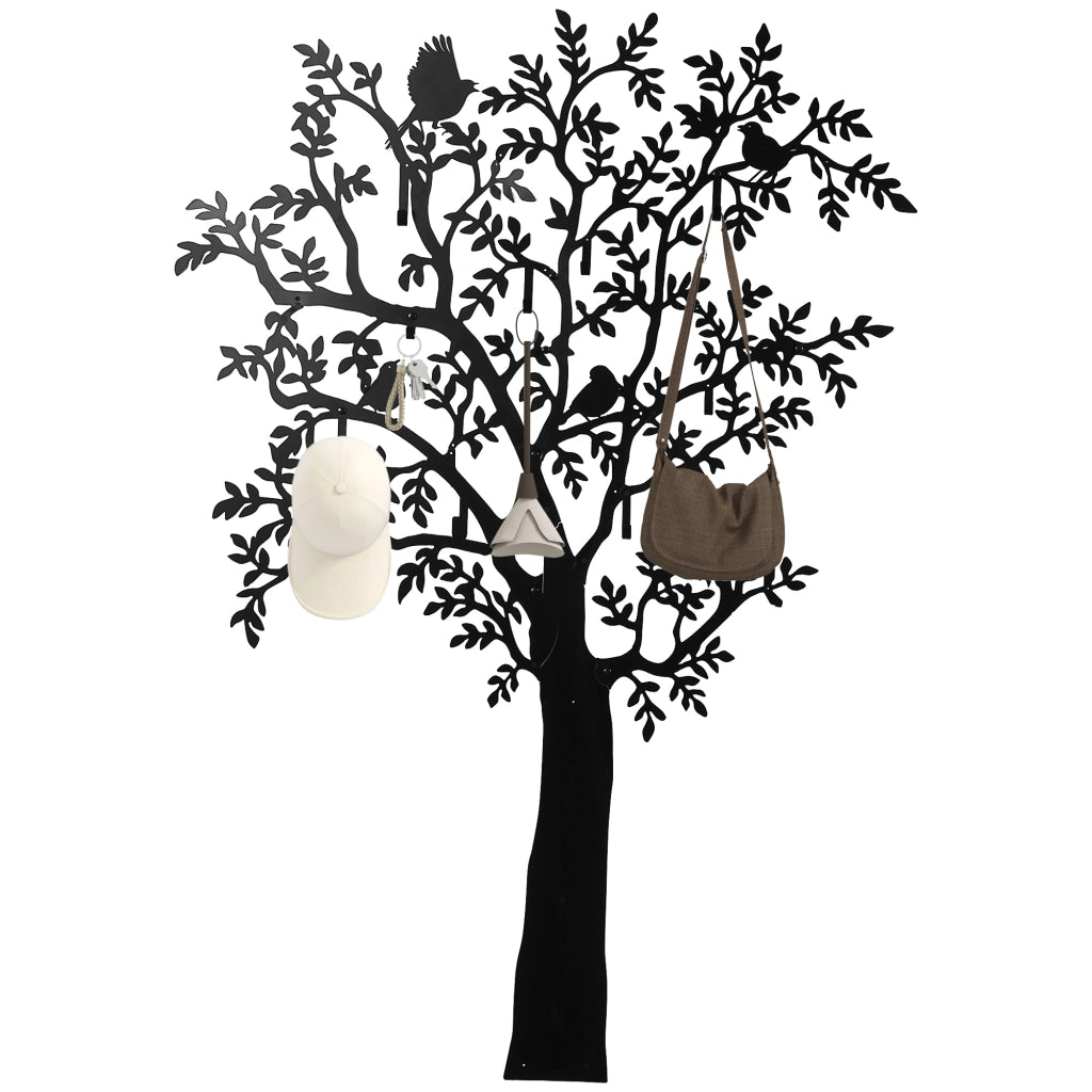 Appendiabiti a Parete ¨C zephmum ¨C Design Albero con Uccelli, Nero
