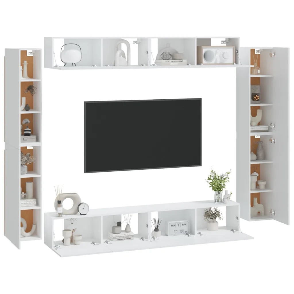 Set Mobili Porta TV 8pz Bianco in Legno Multistrato cod mxl 63118