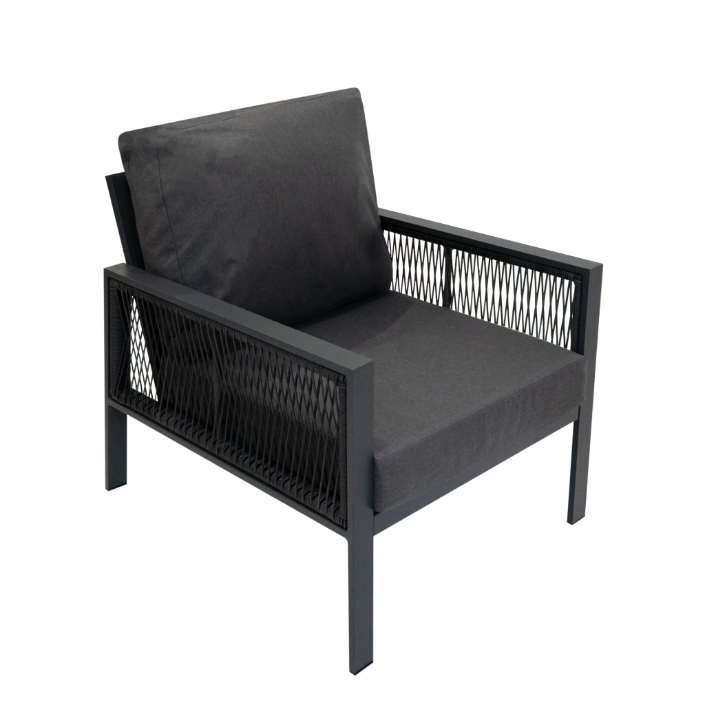 Set Mobili da Esterno 4 Pezzi in Alluminio Divano Tavolino Poltrone Grigio Antracite