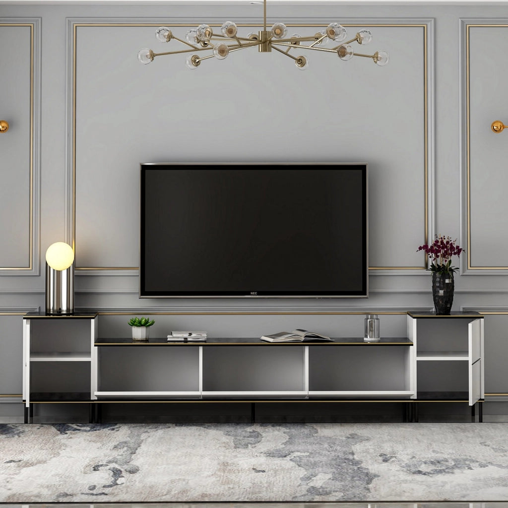 Cortin, Mobile Porta tv 2 Ripiani, 260x35x45h cm Bianco
