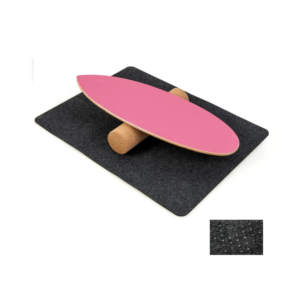 Tavola oscillante realizzata in legno di betulla e sughero, Balance board con rullo e copertura antiscivolo Roseo