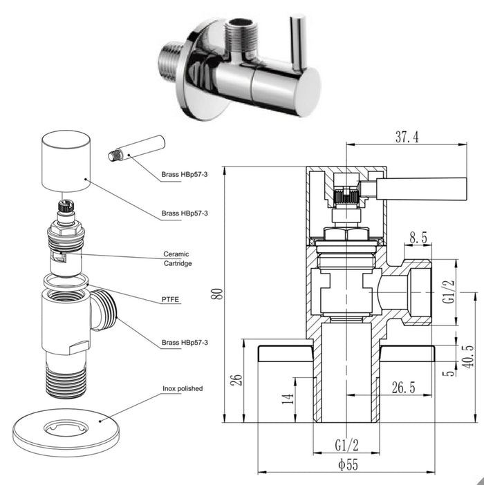 Set idroscopino con rubinetto arresto