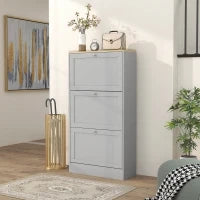 Scarpiera per 18 paia, con 3 cassetti a ribalta e ripiani regolabili, 60x23,5x115cm, Grigio