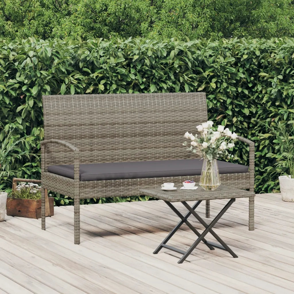 Panca da Giardino con Cuscino Grigia 105 cm in Polyrattan 362167