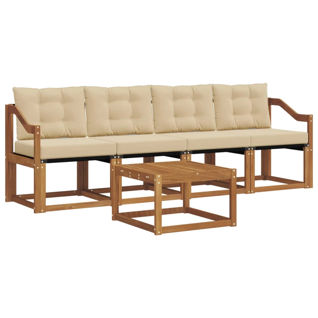 Set di divani da esterno con cuscino 5 pcs Naturale e Beige