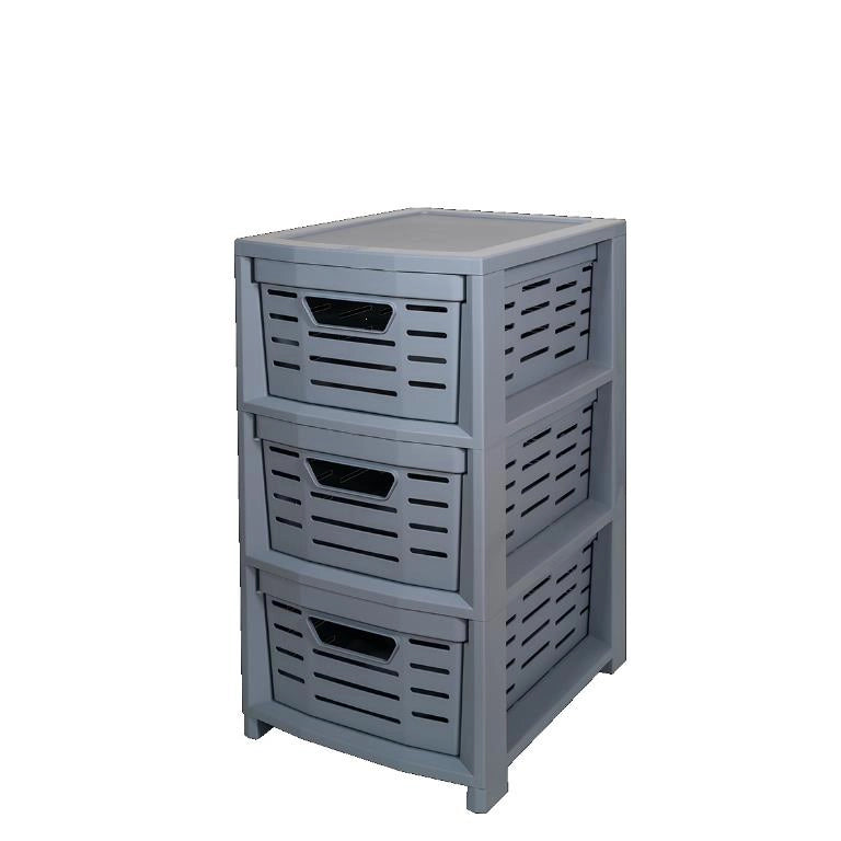 Cassettiera Multiuso in Plastica Uniko 3 Cassetti Grigio 36,5 × 28,5 × 51,5 cm
