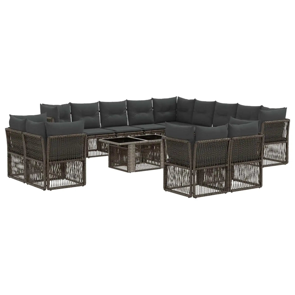 Set Divano da Giardino 14 pz Grigio polyrattan 3436571