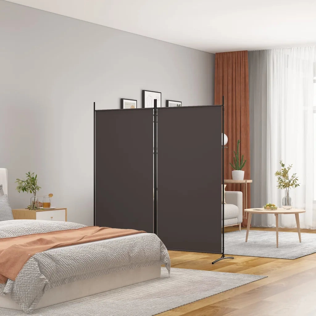 Divisorio Ambienti | Divider per stanze | Paravento a 2 Pannelli Marrone 175x180 cm in Tessuto