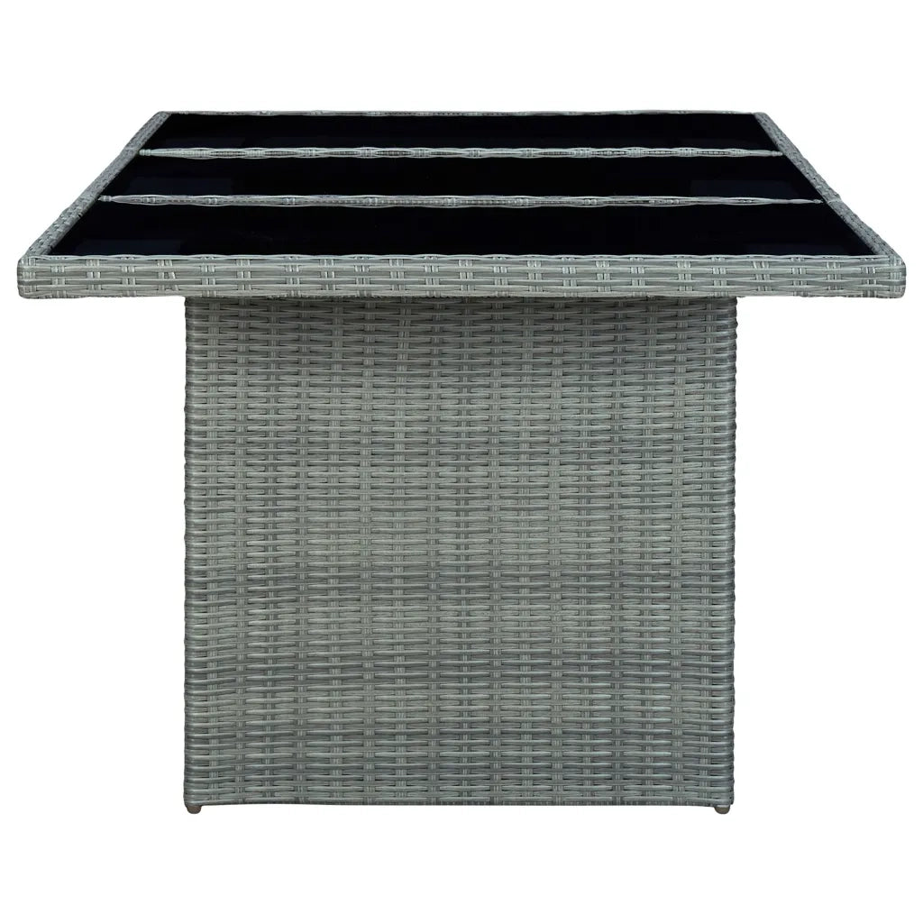 Tavolino da Giardino Grigio Chiaro Polyrattan e Vetro Temperato cod mxl 34163
