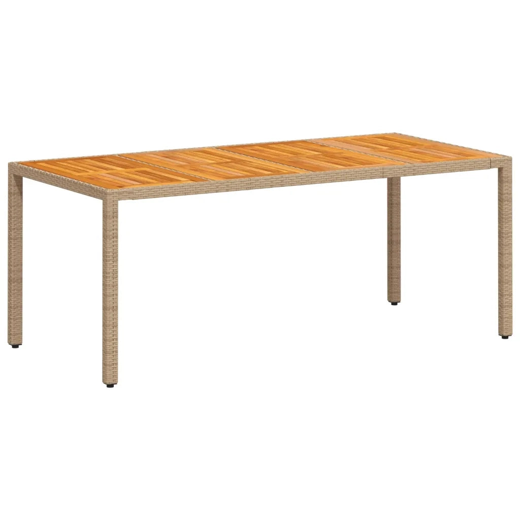 Tavolo da Giardino Beige 190x90x75cm Polyrattan Legno di Acacia 368130