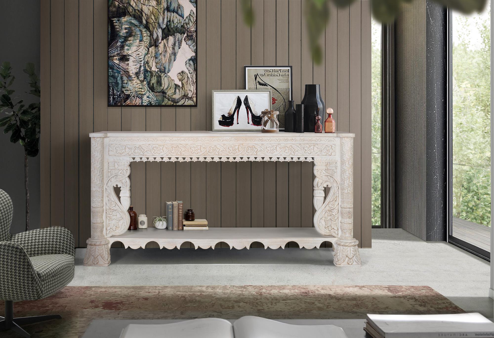 Consolle in massello di mango Colore: bianco invecchiato