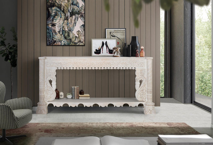 Consolle in massello di mango Colore: bianco invecchiato