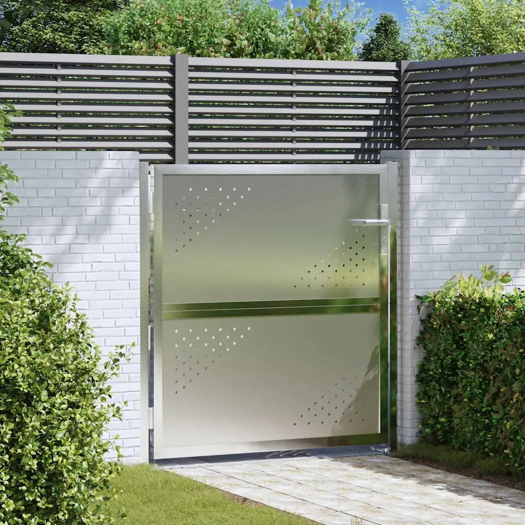 Cancello da giardino Argento 85 x 97 cm Acciaio inossidabile 3402577