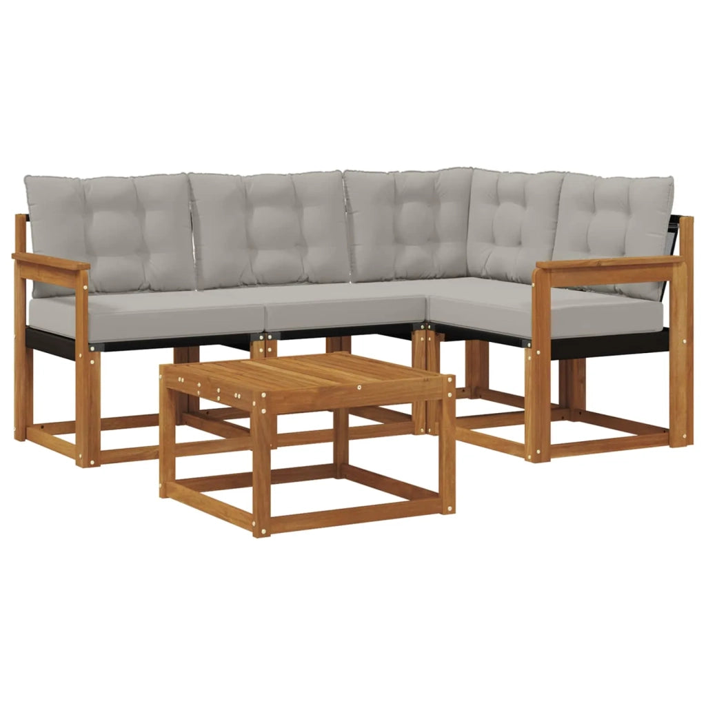 Set di divani da esterno 5 pcs Grigio Naturale e Chiaro 3368634