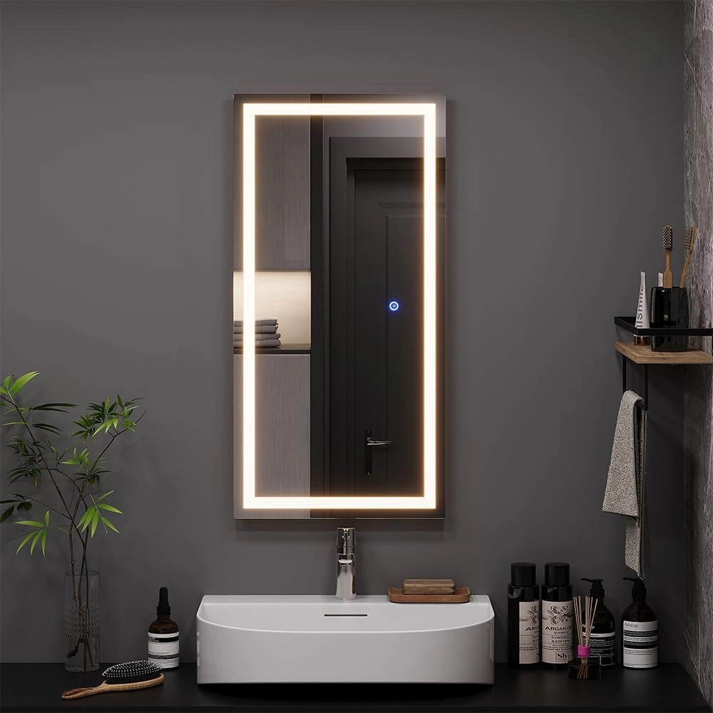 Specchio bagno Miral, Vetro, 40 x 80 cm con illuminazione frontale
