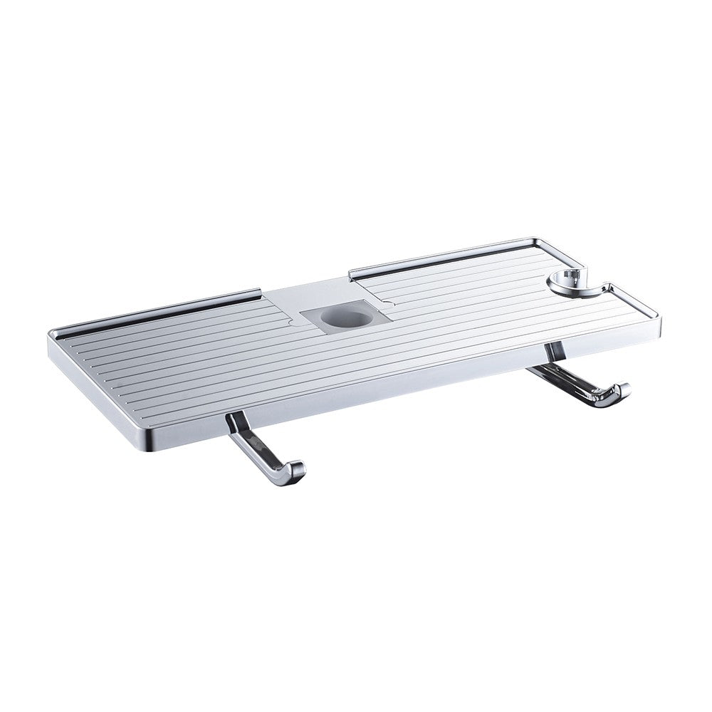 Mensola per aste doccia con appendini e incastro doccino