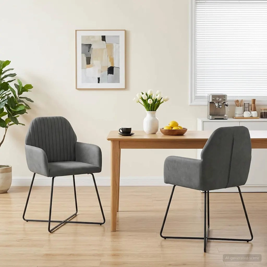 Sedie da pranzo 2 pz Velluto Grigio Scuro 55 x 50 x 84 cm 42034367