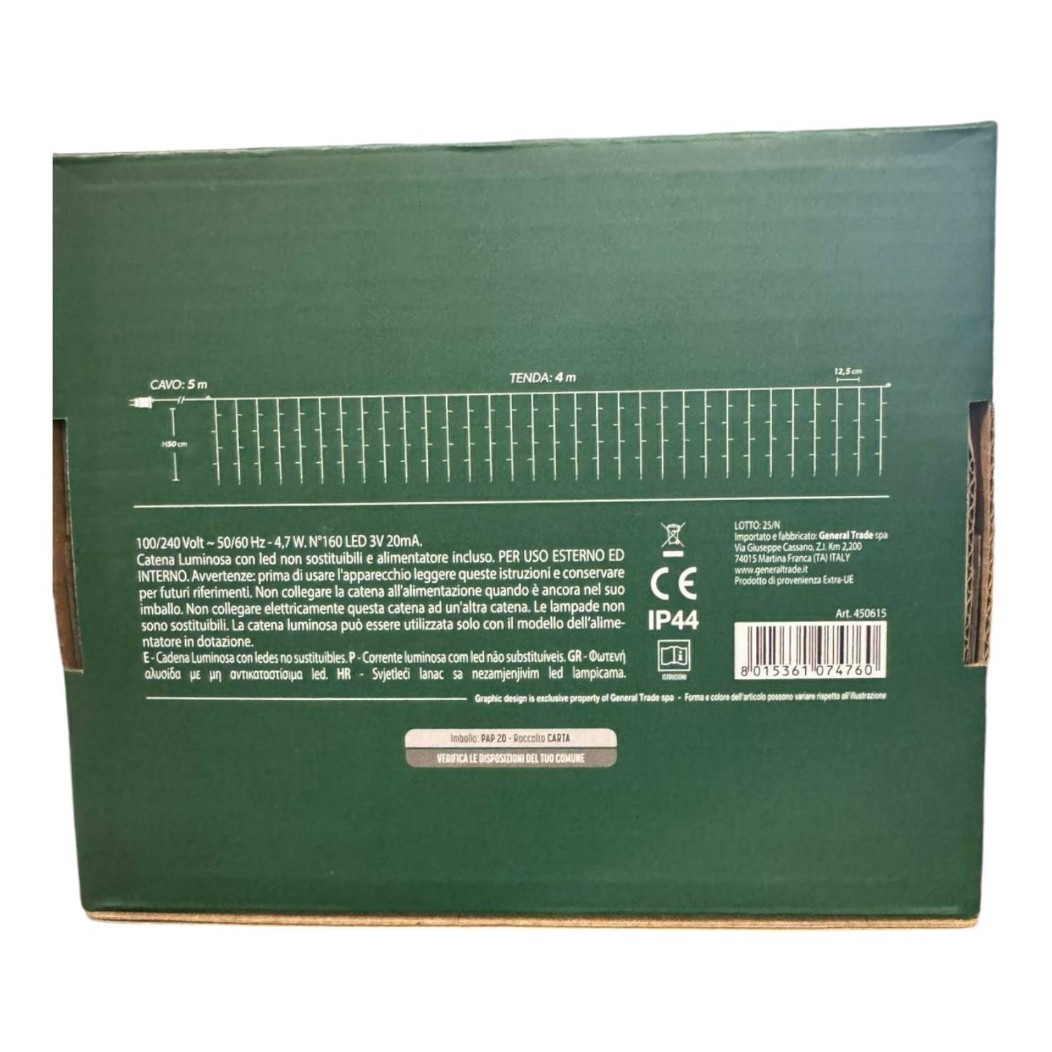 TENDA LUMINOSA 160 LED BIANCO FREDDO