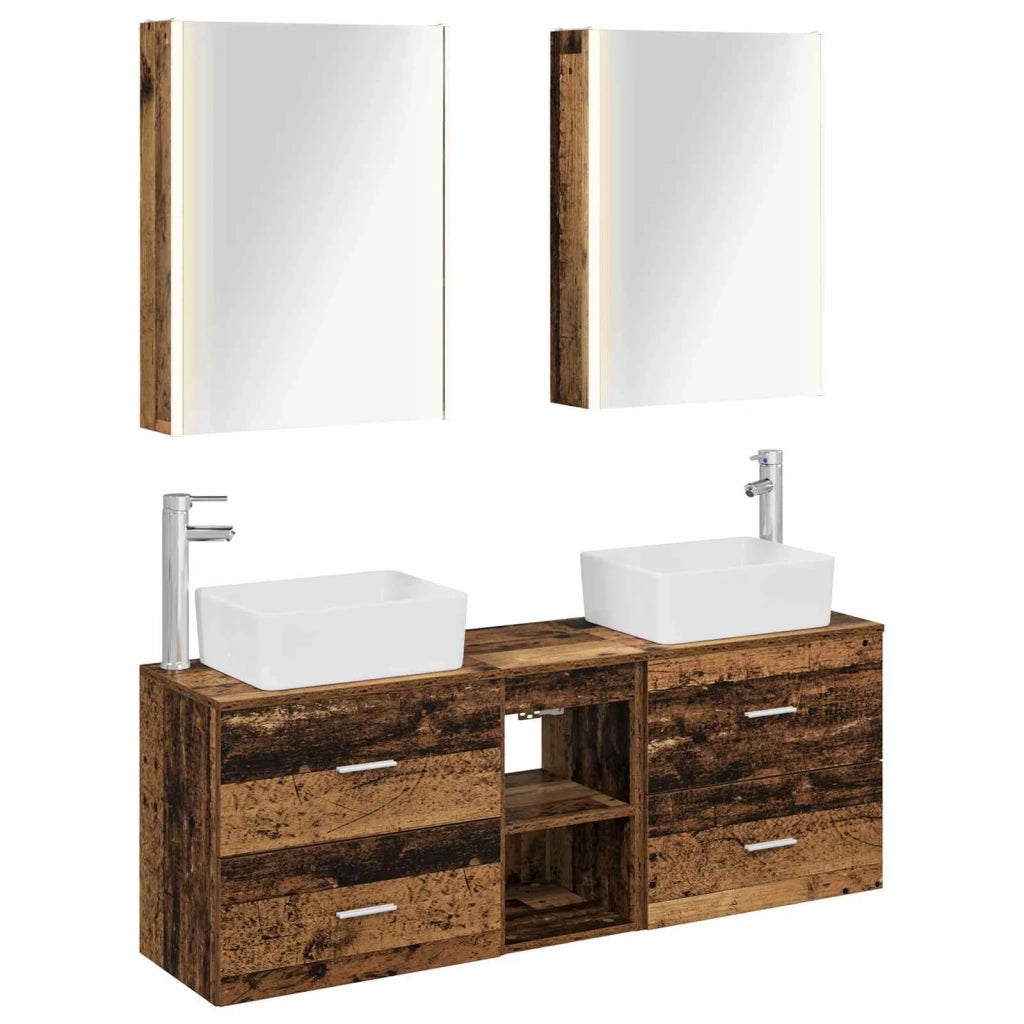 Set di mobili per il bagno 5 pcs Legno antico 3406853