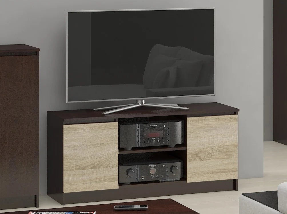 Mobile TV AKORD Wengé 120 cm 2 ante inserto frontale Sonoma Quercia 120x40x55 cm