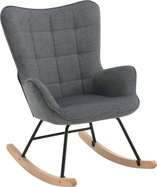 Sedia Oscillante per Adulti in Flanella - Colore Grigio Scuro, 55x80x95 cm