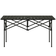 Tavolo da campeggio pieghevole con piano avvolgibile a X-frame Tavolo da giardino in alluminio Tavolino laterale per 2 persone Tavolino pieghevole per balcone da giardino Campeggio 95 x 55cm Nero