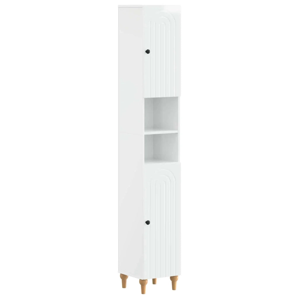 Armadio da Bagno con Ripiano Aperto ALKMAAR Bianco Lucido 896159