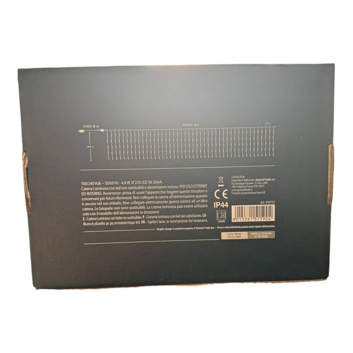 TENDA LUMINOSA 220 LED BIANCO FREDDO