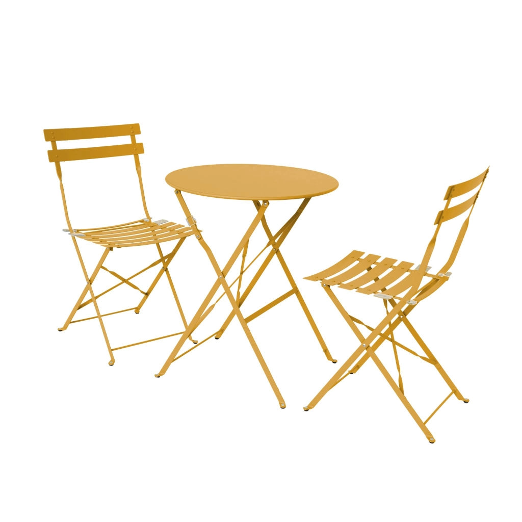 Set tavolo da giardino bistrot pieghevole in acciaio con 2 sedie,