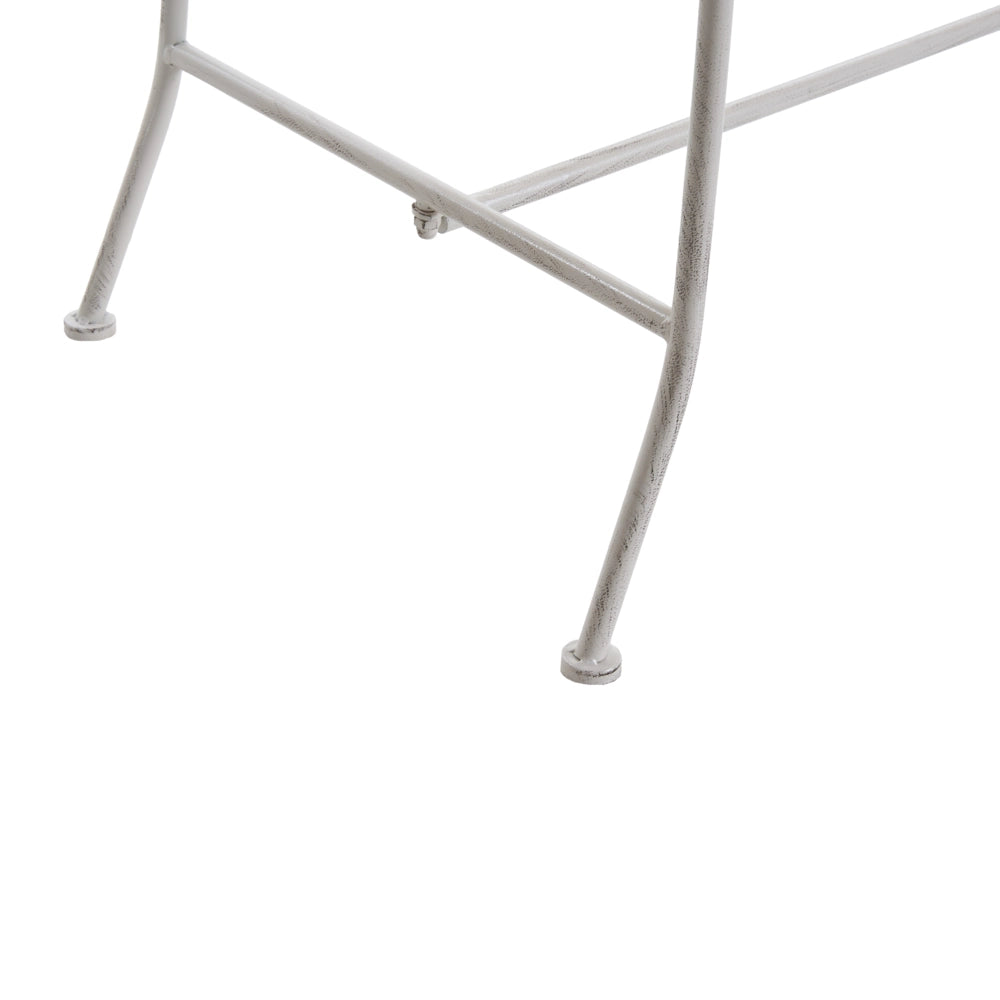 Panca da giardino per esterni in metallo bianco sporco alluminio 2 posti braccioli stile vintage