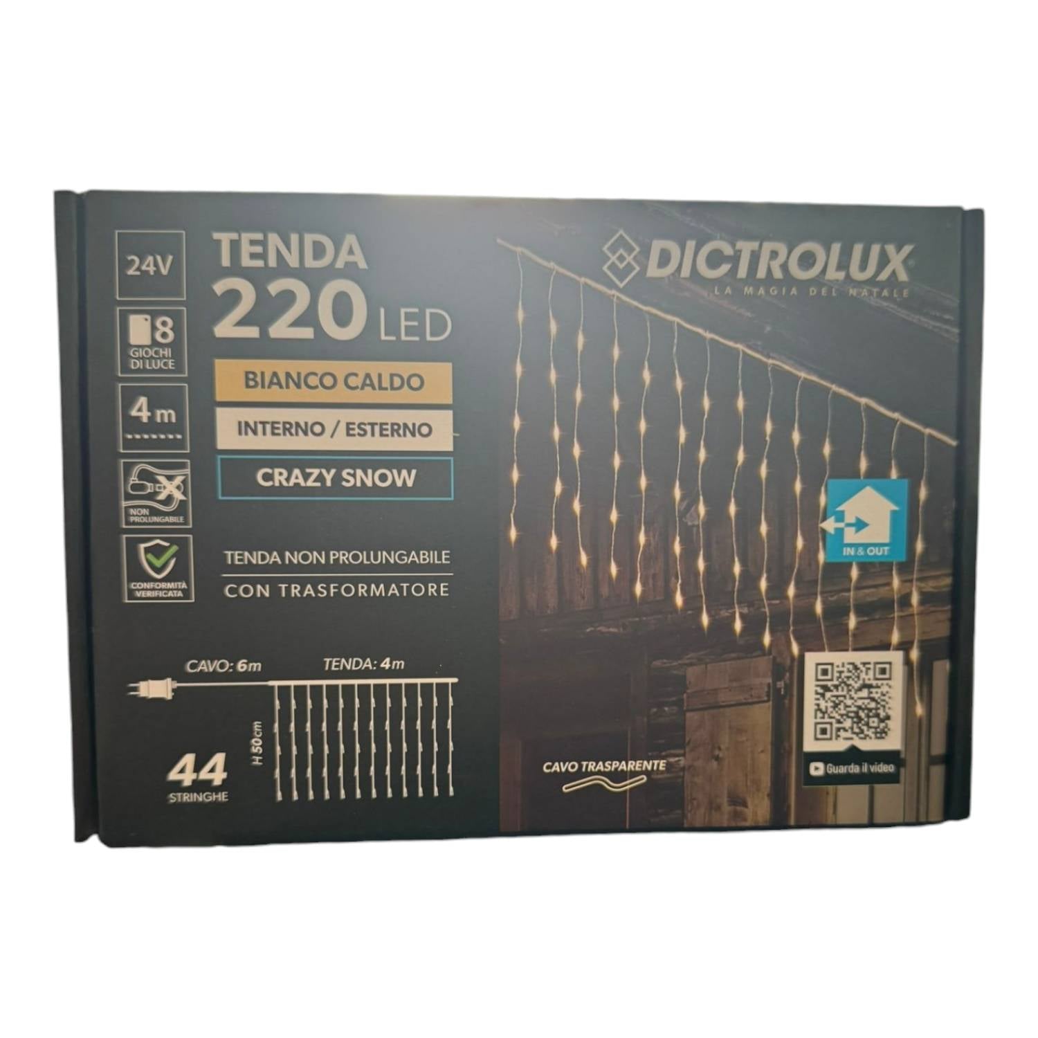 TENDA LUMINOSA 220 LED BIANCO CALDO